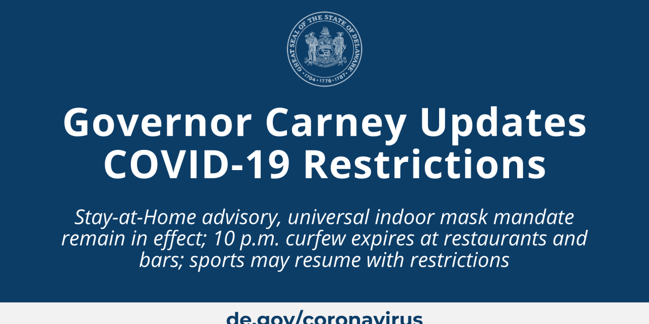 Governor Carney Updates COVID-19 Restrictions – State of Delaware News